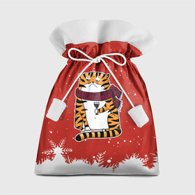 Подарочный 3D мешок с принтом грустный тигр с бокалом вина , 100% полиэстер | Размер: 29*39 см | Тематика изображения на принте: 2022 | год тигра | новый год | новый год 2022 | символ года | тигр | тигренок | тигрица | тигры