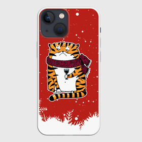 Чехол для iPhone 13 mini с принтом грустный тигр с бокалом вина ,  |  | 2022 | год тигра | новый год | новый год 2022 | символ года | тигр | тигренок | тигрица | тигры