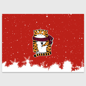 Поздравительная открытка с принтом грустный тигр с бокалом вина , 100% бумага | плотность бумаги 280 г/м2, матовая, на обратной стороне линовка и место для марки
 | Тематика изображения на принте: 2022 | год тигра | новый год | новый год 2022 | символ года | тигр | тигренок | тигрица | тигры