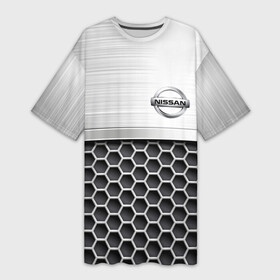 Платье-футболка 3D с принтом Nissan  Стальная решетка ,  |  | juke | murano | nissan | qashqai | terran | xtrail | железная | железная решетка | железо | жук | из стали | кашкай | мурано | нисан | сталь | стальная решетка | стальная решетка шевроле | стальной | стальные соты | терран