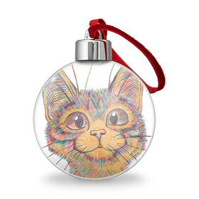 Ёлочный шар с принтом A 018 Цветной кот , Пластик | Диаметр: 77 мм | графика | животные | звери | кот | котик | мило | мультяшка | поп арт | разноцветный | цветные карандаши