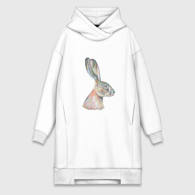 Платье-худи хлопок с принтом А 022 Заяц ,  |  | графика | зайка | заяц | кролик | мило | поп арт | цветные карандаши