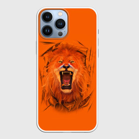 Чехол для iPhone 13 Pro Max с принтом ЛЕВ СКВОЗЬ ТКАНЬ ,  |  | animals | hunter | king | lion | вожак | дикие | животные | звери | клыки | король | лев | пасть | сила | ткань | хищник | царь | ярость