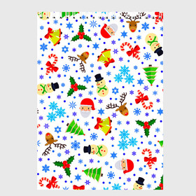 Скетчбук с принтом Новогодний   Рождественский узор , 100% бумага
 | 48 листов, плотность листов — 100 г/м2, плотность картонной обложки — 250 г/м2. Листы скреплены сверху удобной пружинной спиралью | Тематика изображения на принте: christmas | deer | happy new year | merry christmas | new year | snowflakes | snowman | winter | дед мороз | елка | зима | зимний орнамент | зимний узор | колпак новогодний | новогодние олени | новогодний узор | новый год | олени