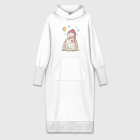 Платье удлиненное хлопок с принтом Снеговик в свитере ,  |  | 2022 | новогодний | новый год | рождество | снег | снеговик