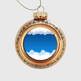 Стеклянный ёлочный шар с принтом Полёт в облаках , Стекло | Диаметр: 80 мм | Тематика изображения на принте: арт | вектор | векторный рисунок | небо | облака | облако | природа | рисунок | синий