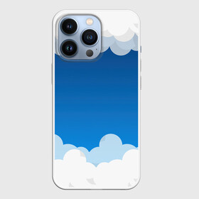 Чехол для iPhone 13 Pro с принтом Полёт в облаках ,  |  | Тематика изображения на принте: арт | вектор | векторный рисунок | небо | облака | облако | природа | рисунок | синий