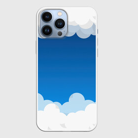 Чехол для iPhone 13 Pro Max с принтом Полёт в облаках ,  |  | Тематика изображения на принте: арт | вектор | векторный рисунок | небо | облака | облако | природа | рисунок | синий