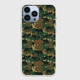 Чехол для iPhone 13 Pro Max с принтом Звери (камуфляж) ,  |  | animals | camouflage | hunter | hunting | military | zoo | волк | дикая природа | егерь | животные | звери | зоопарк | камуфляж | лес | лиса | лось | медведь | милитари | олень | оружие | охота | охота на волка | охота на зайца