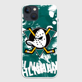 Чехол для iPhone 13 с принтом Анахайм Дакс | Anaheim Ducks ,  |  | Тематика изображения на принте: anahaim ducks | anaheim | anaheim ducks | ducks | hockey | mighty ducks | nhl | usa | дакс | могучие утята | нхл | спорт | сша | хоккей | шайба