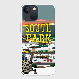 Чехол для iPhone 13 mini с принтом Южный Парк разрушенный город ,  |  | south park | sp | город | заставка | мультфильм | саус парк | сауспарк | южный парк | юп