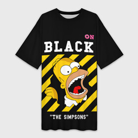 Платье-футболка 3D с принтом Симпсоны х ON BLACK ,  |  | bart | homer | off | off white | on black | simpson | simpsons | барт | барт симпсон | гомер | гомер симпсон | лиза | офф | офф вайт | симпсон | симпсоны