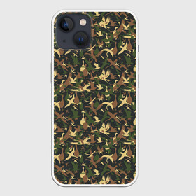 Чехол для iPhone 13 с принтом Птицы (камуфляж) ,  |  | Тематика изображения на принте: bird | camouflage | crow | death | dis | evil | hunting camouflage | military camouflage | военный камуфляж | ворона | гуси | журавли | камуфляж | крылатые | крылья | ласточки | маскировка | масхалат | милитари | небесные | орёл