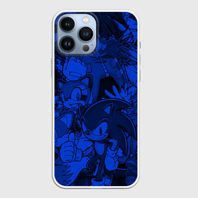 Чехол для iPhone 13 Pro Max с принтом SONIC BLUE PATTERN | СИНИЙ ЁЖ ,  |  | Тематика изображения на принте: animal | games | hedgehog | sega | sonic | speed | speed sonic | быстрый ёж | ёж | ёжик | игры | персонаж | сега | синий ёж | скорость | соник