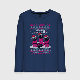 Женский лонгслив хлопок с принтом Sweater Squidmas , 100% хлопок |  | Тематика изображения на принте: squid game | дед мороз | игра | игра в кальмара | кальмар | новогодние игры в кальмара | новогодний | новый год | подарок | свитера | сериал | сериал игра в кальмара