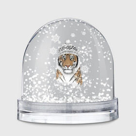 Игрушка Снежный шар с принтом Снежный тигр , Пластик | Изображение внутри шара печатается на глянцевой фотобумаге с двух сторон | 2022 | год тигра | зимний тигр | новогодний подарок | новый год | новый год 2020 | подарок на новый год | снег