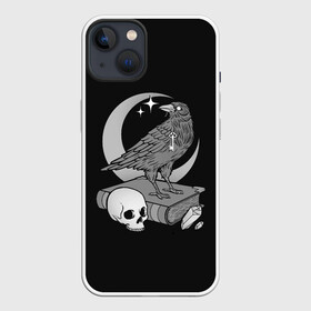 Чехол для iPhone 13 с принтом Оккультная ворона ,  |  | binding | bone | bones | book | crescent | crow | crystal | even | key | moon | night | occult | raven | skull | star | stars | stone | вечер | ворон | ворона | закат | звезда | звезды | камень | ключ | книга | кости | кость | кристалл | луна | ночь | окк