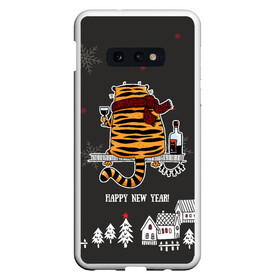 Чехол для Samsung S10E с принтом Одинокий тигр пьет винишко , Силикон | Область печати: задняя сторона чехла, без боковых панелей | 2022 | год тигра | новый год | новый год 2022 | символ года | тигр | тигренок | тигрица | тигры