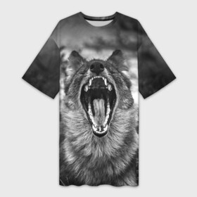 Платье-футболка 3D с принтом Волчья пасть, зевает ,  |  | Тематика изображения на принте: wolf | wolfs | волк | волка | волки | волчара | волчья | животные | звери | зевает | лес | оскал | пасть | природа