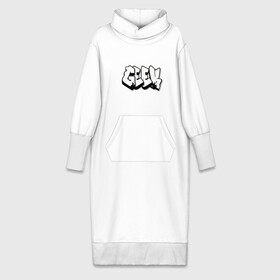 Платье удлиненное хлопок с принтом Geek graffiti ,  |  | geek | graffiti | белый | гик | графити | чернобелый