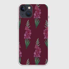 Чехол для iPhone 13 с принтом Бардовые гладиолусы ,  |  | 8 марта | flowers | march 8 | spring | бардовый | ботаническая иллюстрация | весна | гладиолусы | день рождения | зеленый | красный | лето | любовь | праздник | принт | природа | растения | цветы