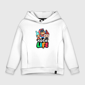 Детское худи Oversize хлопок с принтом TOCA BOCA WORLD   ИГРА ТОКА БОКА , френч-терри — 70% хлопок, 30% полиэстер. Мягкий теплый начес внутри —100% хлопок | боковые карманы, эластичные манжеты и нижняя кромка, капюшон на магнитной кнопке | Тематика изображения на принте: digital toys | gamer | games | helicopter taxi | pets | toca boca | toca hair salon | toca kitchen | toca life | toca life city | toca life worl | toca tea party | video games | игры