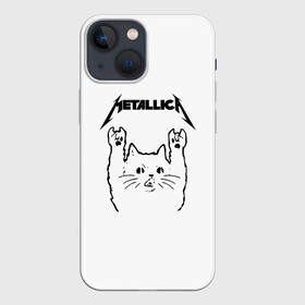 Чехол для iPhone 13 mini с принтом Metallica   Meowtallica. ,  |  | Тематика изображения на принте: metallica | кот | котэ | металлика | музыка | рок