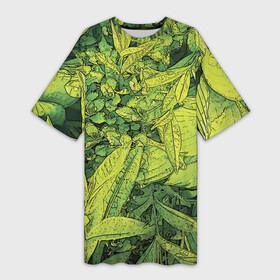 Платье-футболка 3D с принтом Растительная жизнь  Хоста ,  |  | весенний | зеленый | листья | растения | салатовый | свежий | хоста | цветы