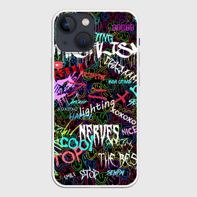 Чехол для iPhone 13 mini с принтом neon graffiti | Smile ,  |  | bright | graffiti | inscriptions | neon | smile | абстракция | граффити | надписи | неон | смайлы