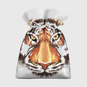 Подарочный 3D мешок с принтом Морда тигра от John Art , 100% полиэстер | Размер: 29*39 см | Тематика изображения на принте: животные | новый год | праздник | тигр