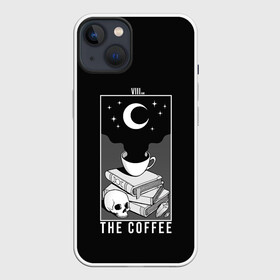 Чехол для iPhone 13 с принтом The Coffee. Occult ,  |  | Тематика изображения на принте: bone | bones | book | coffee | even | key | moon | night | occult | skull | space | star | tea | the | universe | вечер | вселенная | закат | звезда | звезды | ключ | книга | космос | кости | кость | кофе | луна | небо | ночь | оккультизм | оккультная | о