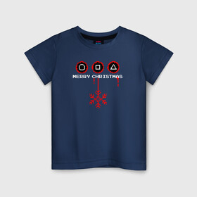 Детская футболка хлопок с принтом Новогодние стражи , 100% хлопок | круглый вырез горловины, полуприлегающий силуэт, длина до линии бедер | игра | кальмар | кровь | снежинка | стражи