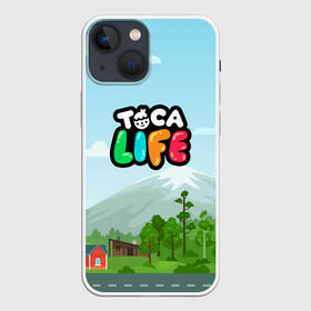 Чехол для iPhone 13 mini с принтом TOCA BOCA WORLD LOGO ,  |  | Тематика изображения на принте: digital toys | gamer | games | helicopter taxi | pets | toca boca | toca hair salon | toca kitchen | toca life | toca life city | toca life worl | toca tea party | video games | игры