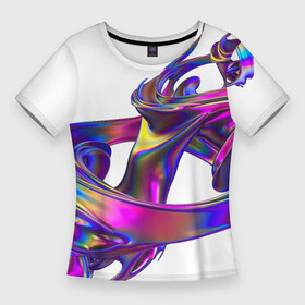 Женская футболка 3D Slim с принтом Голографический ураган ,  |  | голографический | исскуство | радуга | ураган | циклон