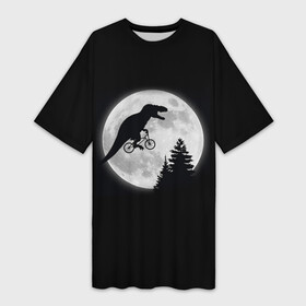 Платье-футболка 3D с принтом T REX НА ЛУНЕ ,  |  | bicycle | bike | fly | moon | rex | trex | tyrannosaur | бикукле | динозаврик | животные | летающий динозавр | луна | на велосипеде на фоне луны | ночной пейзаж | палеонтология | пародия | полёт | прикол | т рекс