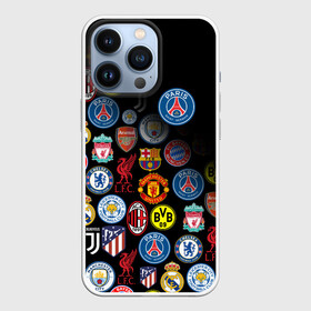 Чехол для iPhone 13 Pro с принтом PSG LOGOBOMBING ,  |  | Тематика изображения на принте: paris saint germain | psg | saint | sport | париж | псг | псж | спорт | футбол