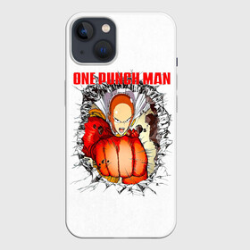 Чехол для iPhone 13 с принтом Удар сквозь стену One Punch Man ,  |  | hagemanto | one punch man | one punchman | onepunchman | saitama | sensei | аниме | ван панч мен | ванпанчмен | лысый плащ | манга | сайтама | сильнейший человек | учитель | человек одинудар | человек одного удара