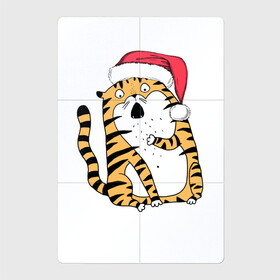 Магнитный плакат 2Х3 с принтом Удивленный новогодний тигр , Полимерный материал с магнитным слоем | 6 деталей размером 9*9 см | 2022 | год тигра | новый год | новый год 2022 | символ года | тигр | тигренок | тигрица | тигры