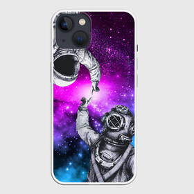 Чехол для iPhone 13 с принтом Космонавт и Водолаз Сотворение ,  |  | astronaut | cosmos | diver | elon musk | nasa | planet | space | spacex | star | universe | water | абстракция | астронавт | вода | водолаз | вселенная | галактика | дайвер | звезда | илон маск | космонавт | космос | микеланджело | наса