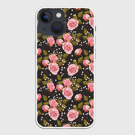 Чехол для iPhone 13 mini с принтом Яркие розовые розы ,  |  | арт | бутон | бутон розы | бутоны | бутоны роз | бутоны цветов | жемчуг | жемчужины | рисунок | роза | розовая роза | розовые бутоны | розовые розы | розовый бутон | розы | цветок | цветы | яркие цветы