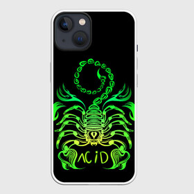 Чехол для iPhone 13 с принтом Acid scorpion ,  |  | acid | acid scorpion | scorpion | кислота | кислотный скорпион | неон | неоновые узоры | скорпион | узоры