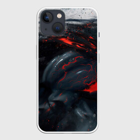 Чехол для iPhone 13 с принтом ЧЁРНЫЙ СИМБИОТ   ГРАНЖ   BLACK MONSTER ,  |  | abstraction | geometry | hexagon | monster | neon | paints | stripes | texture | triangle | абстракция | брызги | геометрия | краски | монстры | неон | симбиот | соты | текстура | чёрный