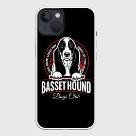 Чехол для iPhone 13 с принтом Бассет Хаунд (Basset Hound) ,  |  | animal | dog | hunter | бассет хаунд | год собаки | гончая собака | друг человека | животное | зверь | кинолог | легавая | охотник | пёс | порода собак | собака бассет хаунд | собаковод | четвероногий