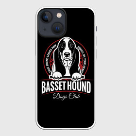 Чехол для iPhone 13 mini с принтом Бассет Хаунд (Basset Hound) ,  |  | animal | dog | hunter | бассет хаунд | год собаки | гончая собака | друг человека | животное | зверь | кинолог | легавая | охотник | пёс | порода собак | собака бассет хаунд | собаковод | четвероногий