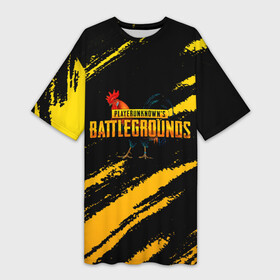 Платье-футболка 3D с принтом Playerunknown s Battlegrounds: Петух. ,  |  | battle royal | playerunknowns battlegrounds | pubg | пабг | пубг