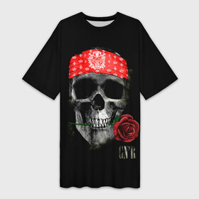 Платье-футболка 3D с принтом GNR Skull ,  |  | alternative | guns n roses | metall | music | rock | альтернатива | ганс энд росес | металл | музыка | пушки и розы | рок