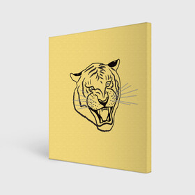 Холст квадратный с принтом тигр на золотом фоне , 100% ПВХ |  | art line | chinese calendar | contour | golden | head | mascot | muzzle | new year | symbol | tiger | year of the tiger | арт лайн | год тигра | голова | золотой | китайский календарь | контур | новогодний | новый год | символ | талисман | тигр