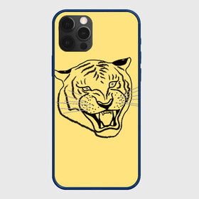 Чехол для iPhone 12 Pro Max с принтом тигр на золотом фоне , Силикон |  | art line | chinese calendar | contour | golden | head | mascot | muzzle | new year | symbol | tiger | year of the tiger | арт лайн | год тигра | голова | золотой | китайский календарь | контур | новогодний | новый год | символ | талисман | тигр