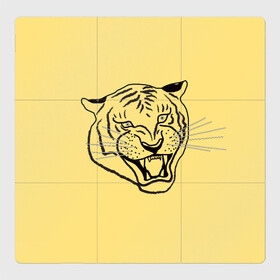 Магнитный плакат 3Х3 с принтом тигр на золотом фоне , Полимерный материал с магнитным слоем | 9 деталей размером 9*9 см | Тематика изображения на принте: art line | chinese calendar | contour | golden | head | mascot | muzzle | new year | symbol | tiger | year of the tiger | арт лайн | год тигра | голова | золотой | китайский календарь | контур | новогодний | новый год | символ | талисман | тигр