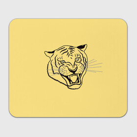 Прямоугольный коврик для мышки с принтом тигр на золотом фоне , натуральный каучук | размер 230 х 185 мм; запечатка лицевой стороны | art line | chinese calendar | contour | golden | head | mascot | muzzle | new year | symbol | tiger | year of the tiger | арт лайн | год тигра | голова | золотой | китайский календарь | контур | новогодний | новый год | символ | талисман | тигр